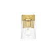 Living District Kacey 1-Light Iron & Glass Bath Sconce in Brass/Clear