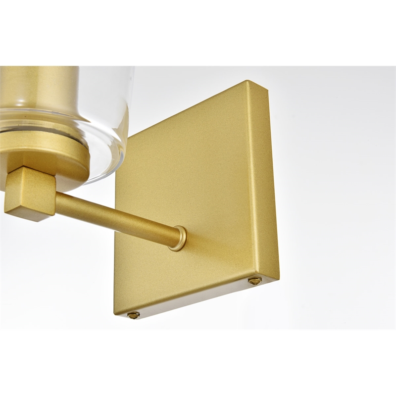 Living District Kacey 1-Light Iron & Glass Bath Sconce in Brass/Clear