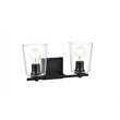 Living District Kacey 2-Light Iron & Glass Bath Sconce in Black/Clear
