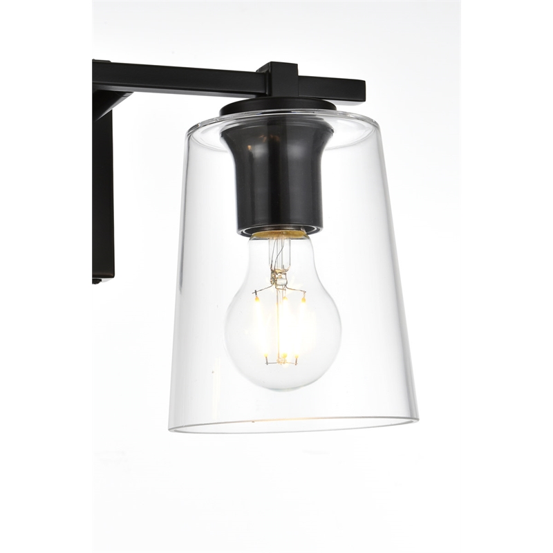 Living District Kacey 2-Light Iron & Glass Bath Sconce in Black/Clear