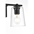 Living District Kacey 2-Light Iron & Glass Bath Sconce in Black/Clear