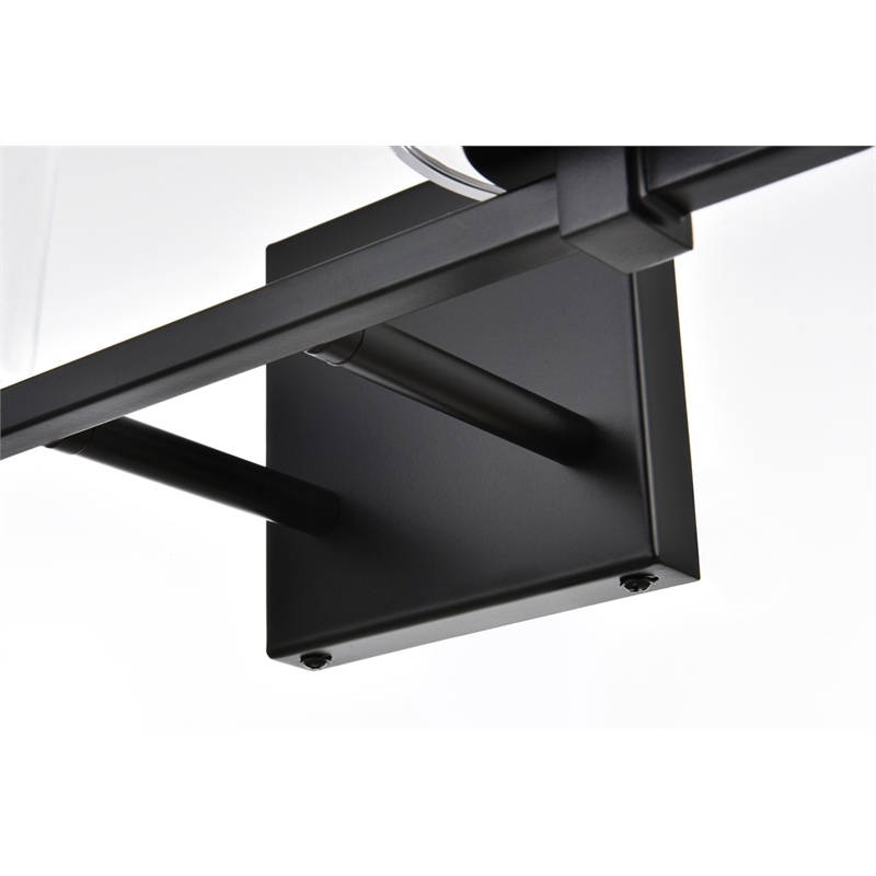 Living District Kacey 2-Light Iron & Glass Bath Sconce in Black/Clear