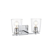 Living District Kacey 2-Light Iron & Glass Bath Sconce in Chrome/Clear