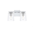 Living District Kacey 2-Light Iron & Glass Bath Sconce in Chrome/Clear