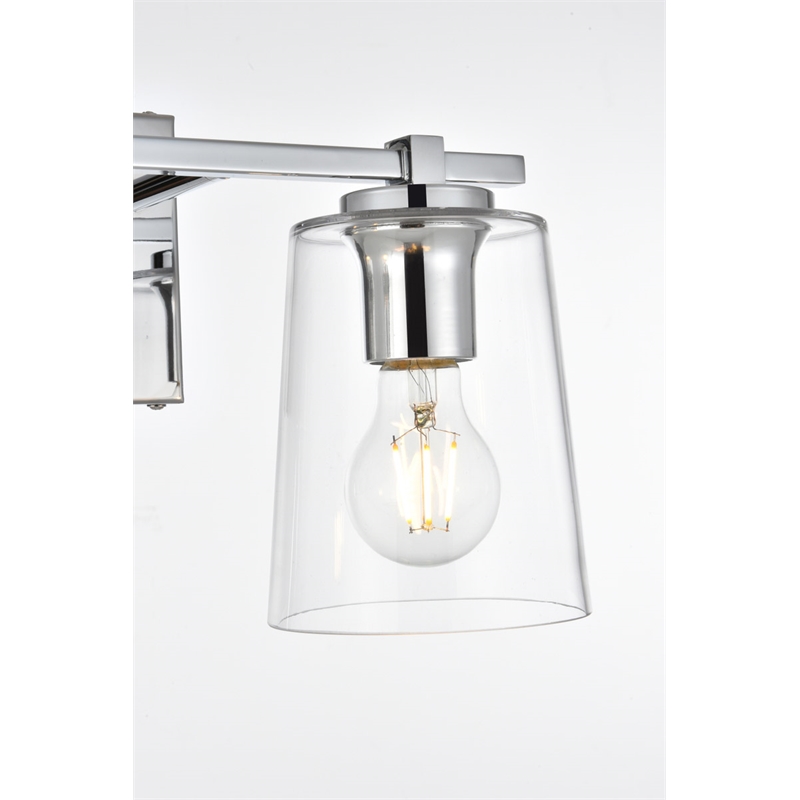 Living District Kacey 2-Light Iron & Glass Bath Sconce in Chrome/Clear