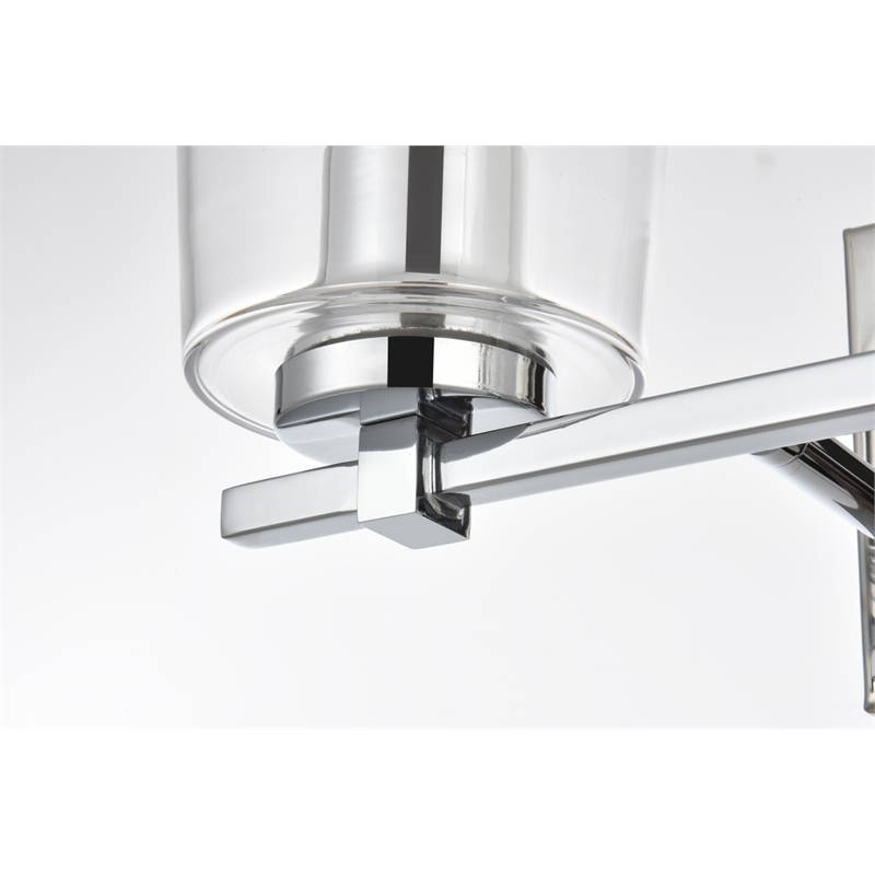 Living District Kacey 2-Light Iron & Glass Bath Sconce in Chrome/Clear