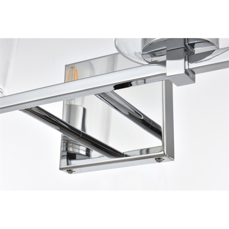 Living District Kacey 2-Light Iron & Glass Bath Sconce in Chrome/Clear