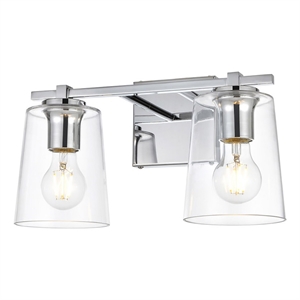 Living District Kacey 2-Light Iron & Glass Bath Sconce in Chrome/Clear