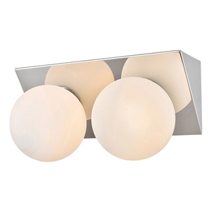 Living District Jillian 2-Light Iron & Glass Bath Sconce in Chrome/Frosted White