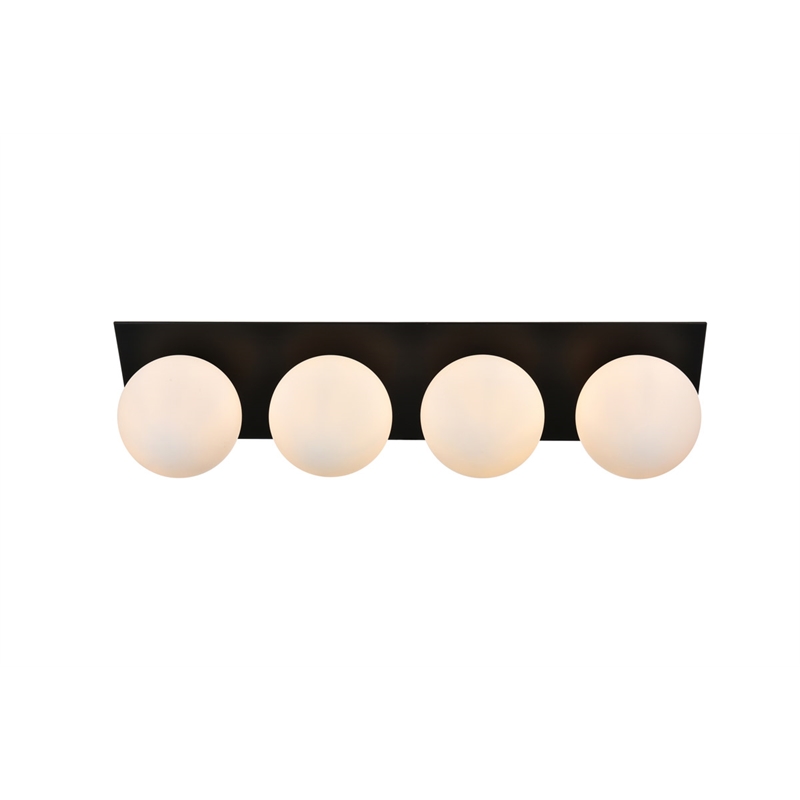 Living District Jillian 4-Light Iron & Glass Bath Sconce in Black/Frosted White