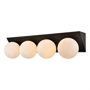 Living District Jillian 4-Light Iron & Glass Bath Sconce in Black/Frosted White