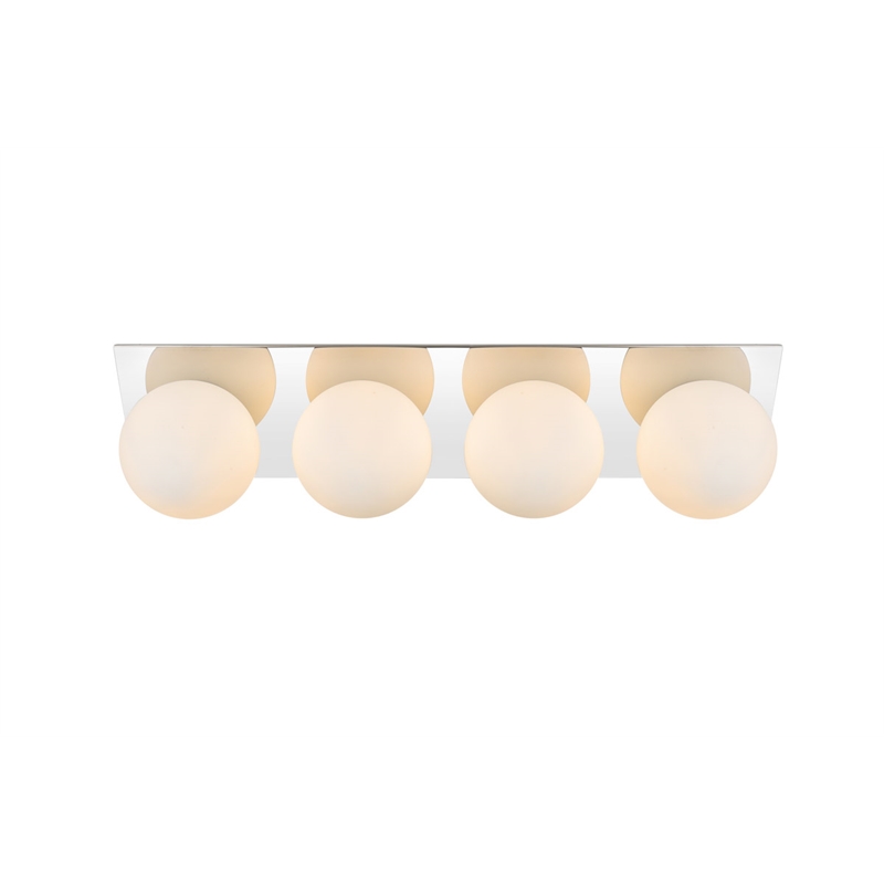Living District Jillian 4-Light Iron & Glass Bath Sconce in Chrome/Frosted White