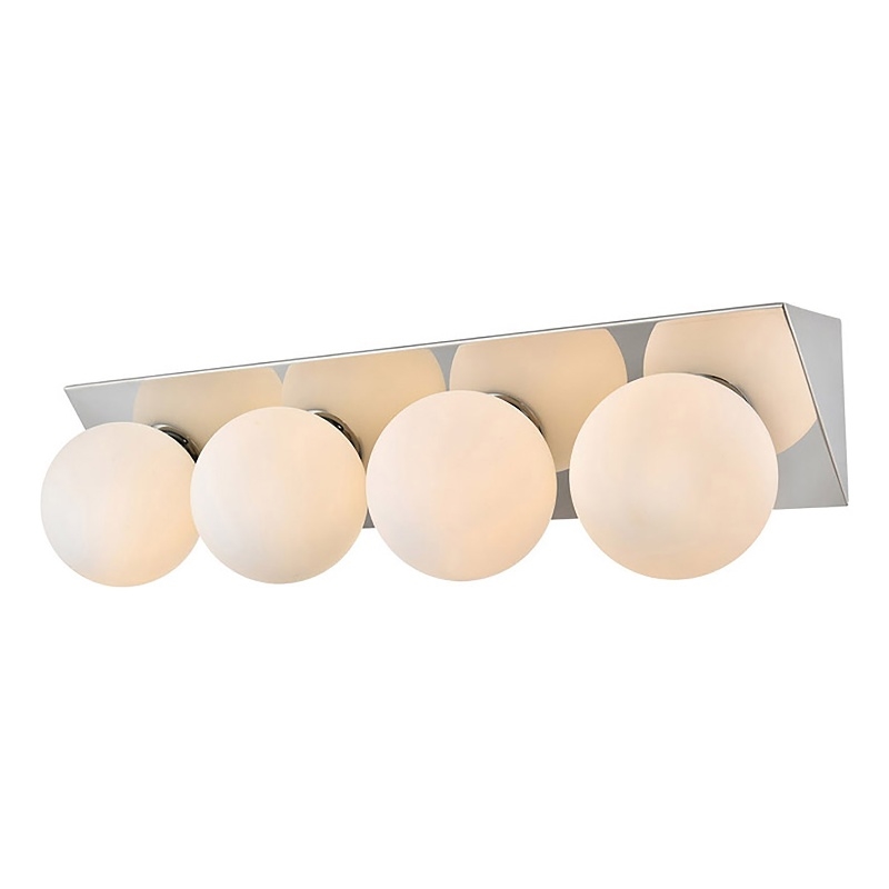 Living District Jillian 4-Light Iron & Glass Bath Sconce in Chrome/Frosted White