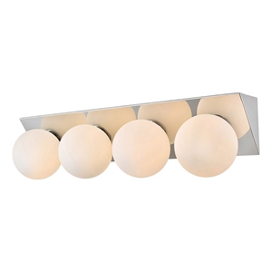 Living District Jillian 4-Light Iron & Glass Bath Sconce in Chrome/Frosted White