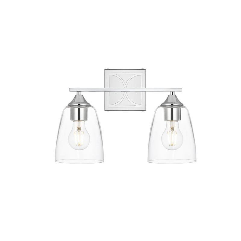 Living District Harris 2-Light Iron & Glass Bath Sconce in Chrome/Clear