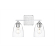 Living District Harris 2-Light Iron & Glass Bath Sconce in Chrome/Clear