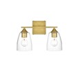 Living District Harris 2-Light Iron & Glass Bath Sconce in Brass/Clear