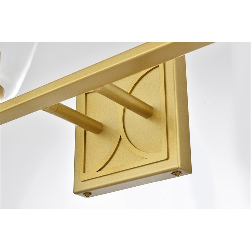 Living District Harris 2-Light Iron & Glass Bath Sconce in Brass/Clear
