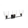 Living District Harris 3-Light Iron & Glass Bath Sconce in Black/Clear