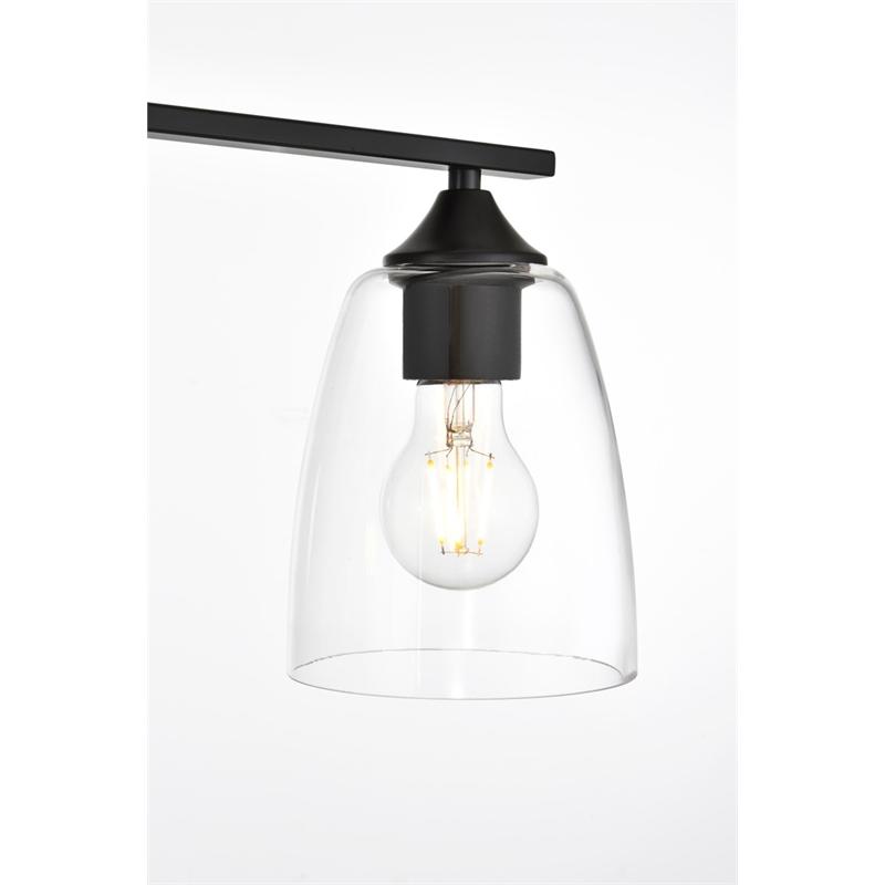 Living District Harris 3-Light Iron & Glass Bath Sconce in Black/Clear