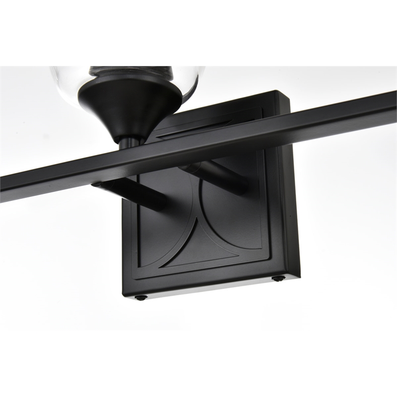 Living District Harris 3-Light Iron & Glass Bath Sconce in Black/Clear