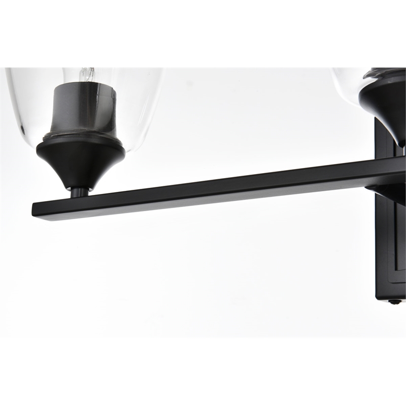 Living District Harris 3-Light Iron & Glass Bath Sconce in Black/Clear