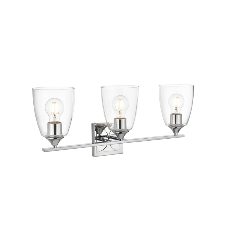 Living District Harris 3-Light Iron & Glass Bath Sconce in Chrome/Clear