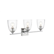 Living District Harris 3-Light Iron & Glass Bath Sconce in Chrome/Clear