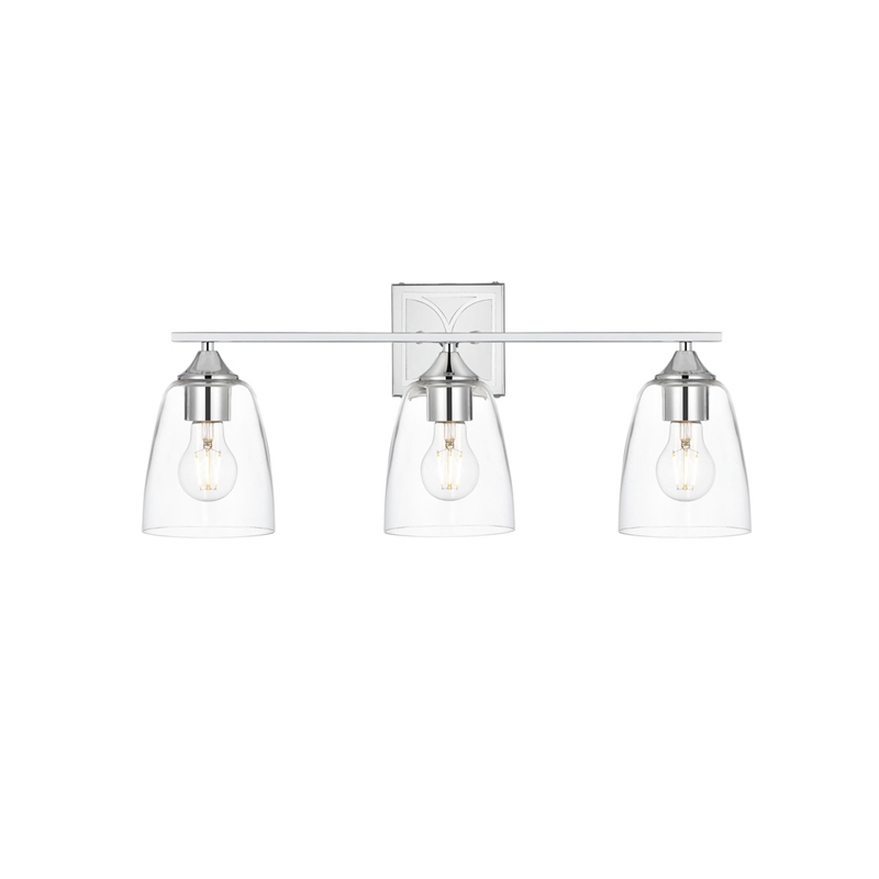 Living District Harris 3-Light Iron & Glass Bath Sconce in Chrome/Clear