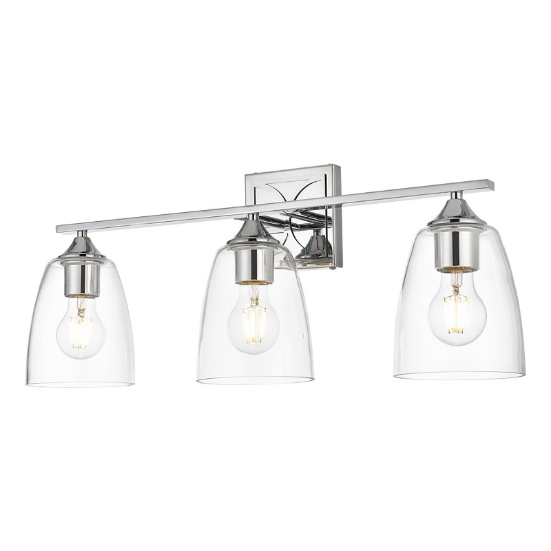 Living District Harris 3-Light Iron & Glass Bath Sconce in Chrome/Clear