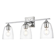 Living District Harris 3-Light Iron & Glass Bath Sconce in Chrome/Clear