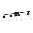 Living District Harris 4-Light Iron & Glass Bath Sconce in Black/Clear