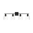 Living District Harris 4-Light Iron & Glass Bath Sconce in Black/Clear