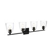 Living District Harris 4-Light Iron & Glass Bath Sconce in Black/Clear