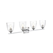 Living District Harris 4-Light Iron & Glass Bath Sconce in Chrome/Clear