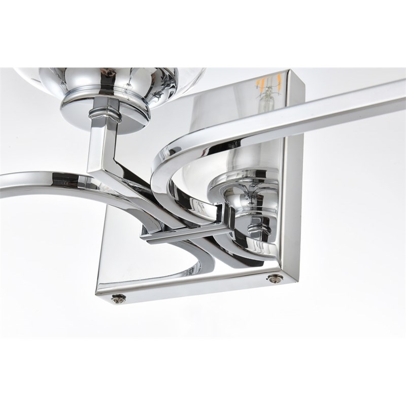 Living District Ronnie 3-Light Iron & Glass Bath Sconce in Chrome/Clear