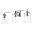 Living District Ronnie 3-Light Iron & Glass Bath Sconce in Chrome/Clear