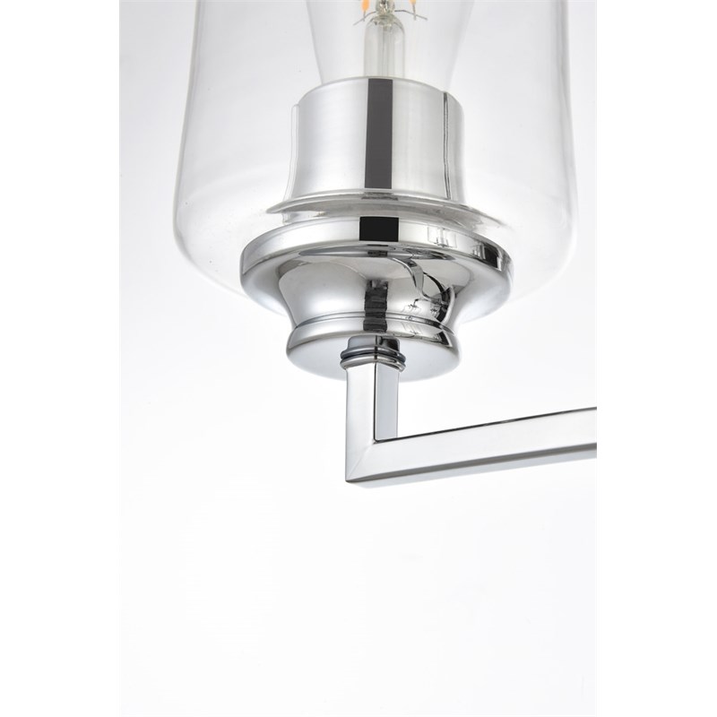 Living District Ronnie 3-Light Iron & Glass Bath Sconce in Chrome/Clear