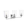 Living District Ronnie 3-Light Iron & Glass Bath Sconce in Chrome/Clear