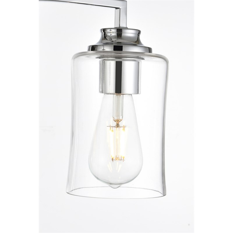 Living District Ronnie 3-Light Iron & Glass Bath Sconce in Chrome/Clear