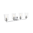 Living District Ronnie 4-Light Iron & Glass Bath Sconce in Chrome/Clear