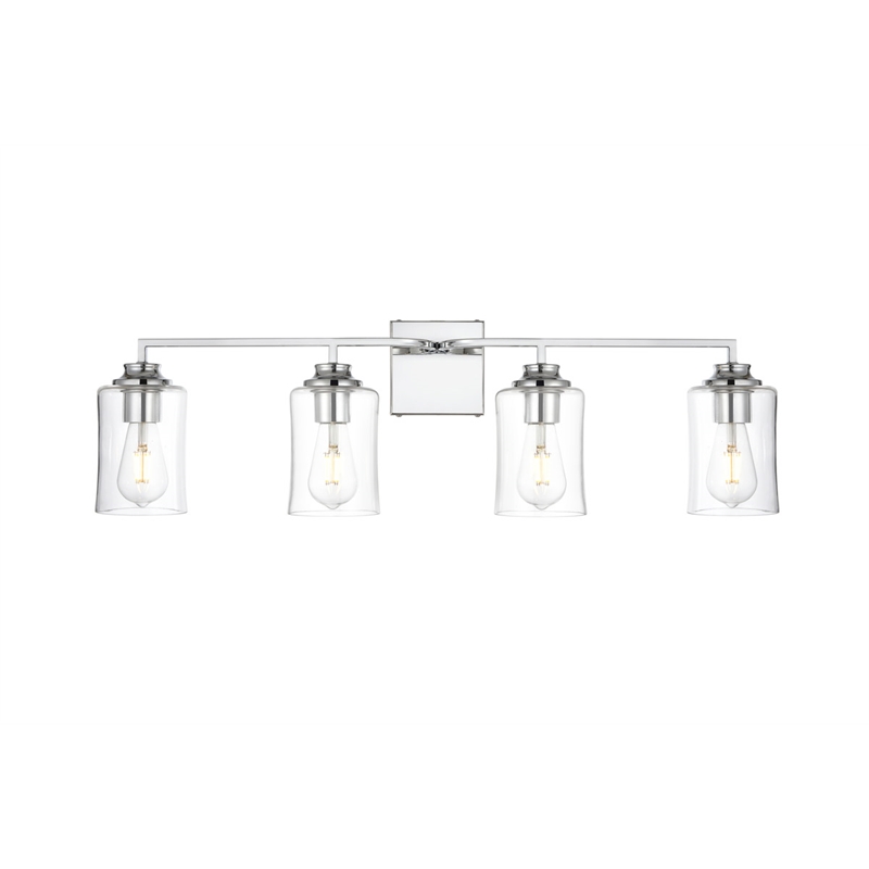 Living District Ronnie 4-Light Iron & Glass Bath Sconce in Chrome/Clear
