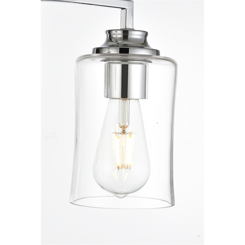 Living District Ronnie 4-Light Iron & Glass Bath Sconce in Chrome/Clear
