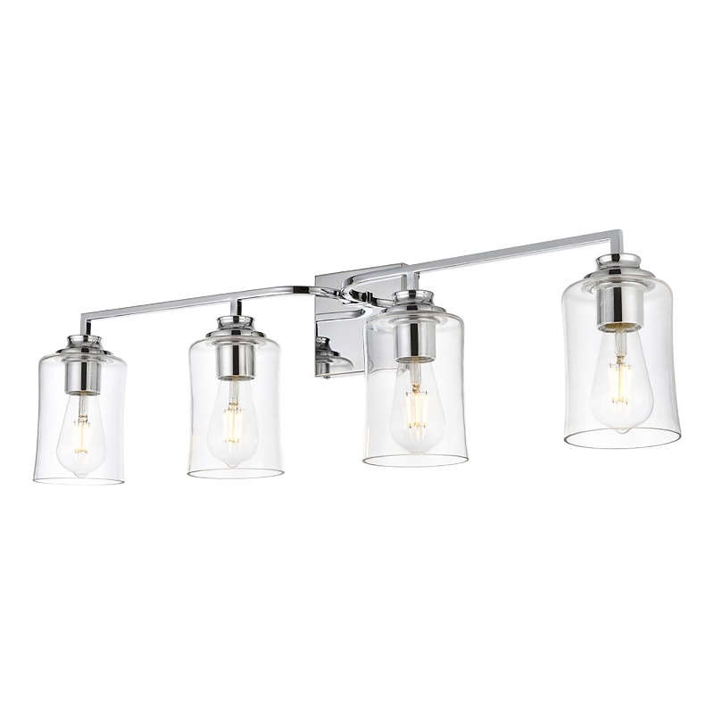 Living District Ronnie 4-Light Iron & Glass Bath Sconce in Chrome/Clear
