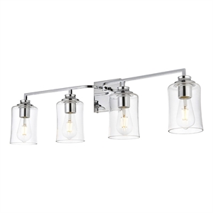 Living District Ronnie 4-Light Iron & Glass Bath Sconce in Chrome/Clear