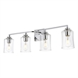 Living District Ronnie 4-Light Iron & Glass Bath Sconce in Chrome/Clear