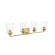 Living District Ronnie 4-Light Iron & Glass Bath Sconce in Brass/Clear