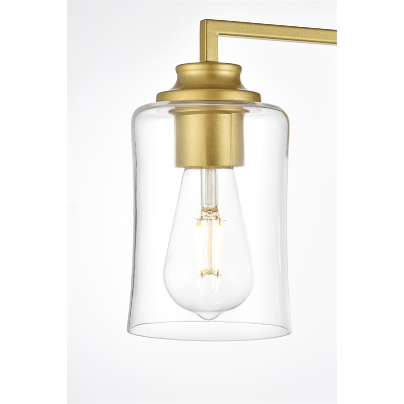 Living District Ronnie 4-Light Iron & Glass Bath Sconce in Brass/Clear