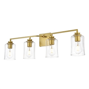 Living District Ronnie 4-Light Iron & Glass Bath Sconce in Brass/Clear