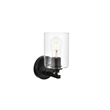 Living District Mayson 1-Light Iron & Glass Bath Sconce in Black/Clear
